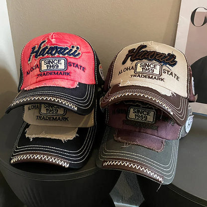 Retro Letter Embroidery Baseball Caps for Women Men