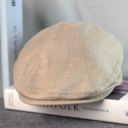 New Solid Spring And Summer Casual Men Flat Summer Linen Beret Hat