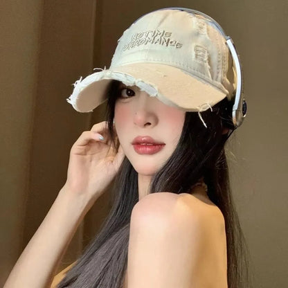 Vintage Washed Cotton Letter Baseball Hat Teenagers