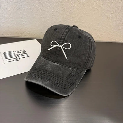 Sweet Bow Embroidery Baseball Cap For Women