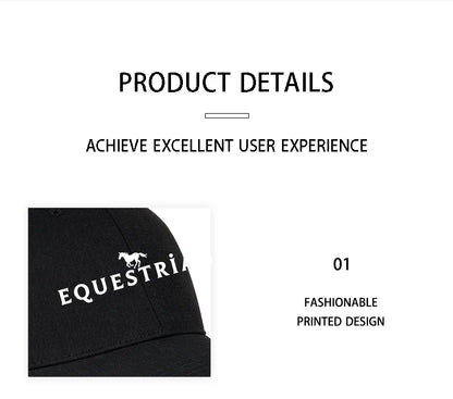 Equestrian Themed Horse Logo Print Soft Top Baseball Cap Soft Comfortable Breathable Adjustable Retro