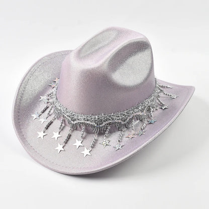 Women Sequin Fedora Hat With Rhinestone Ribbons