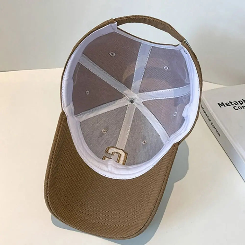 Sun Protection Adjustable Baseball Caps C Letter Embroidered Breathable Soft Top Caps