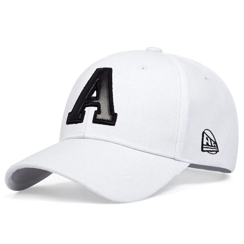 Unisex A Letter Leather Label Embroidery Snapback Baseball Caps Outdoor Adjustable Casual Hats Sunscreen Hat