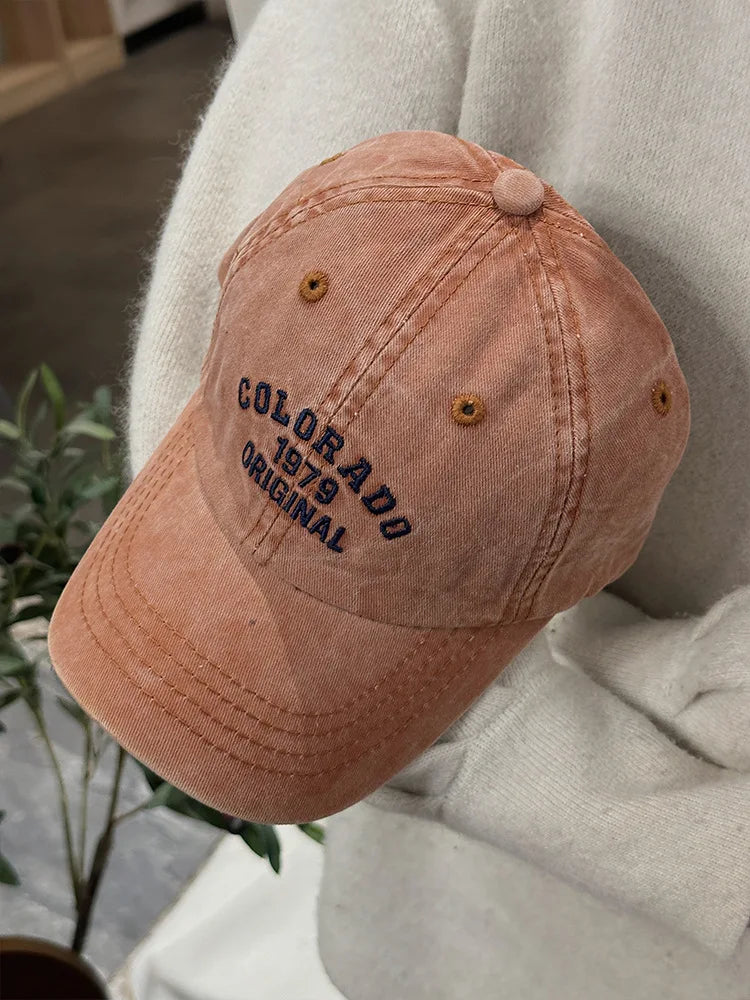 Retro Colorado Letter Embroidery Baseball Caps Spring Summer Cotton For Kids