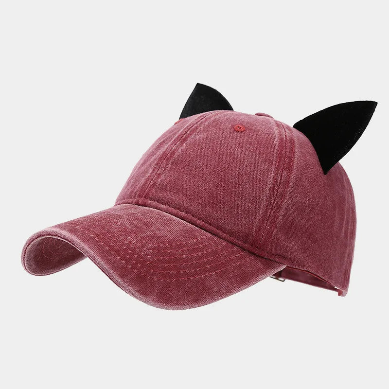 Cute Cat Ears Baseball Cap Women Summer Soft Top Caps Student Couple Personalized Hat