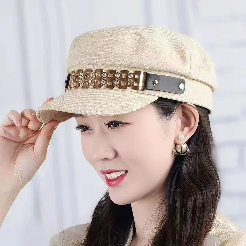 2026 Women Outdoor Warm Beret Hats Korean Octagonal Hat