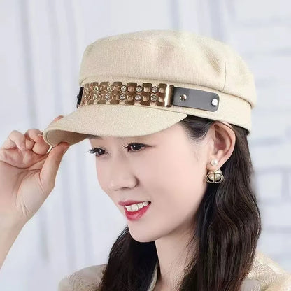 2026 Women Outdoor Warm Beret Hats Korean Octagonal Hat