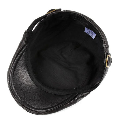New 2025 Men Genuine Leather Sheepskin Duckbill Boina Thin Berets