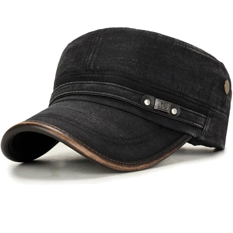 Leather Brim Washed Distressed Cotton Adjustable