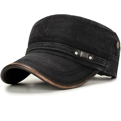 Leather Brim Washed Distressed Cotton Adjustable