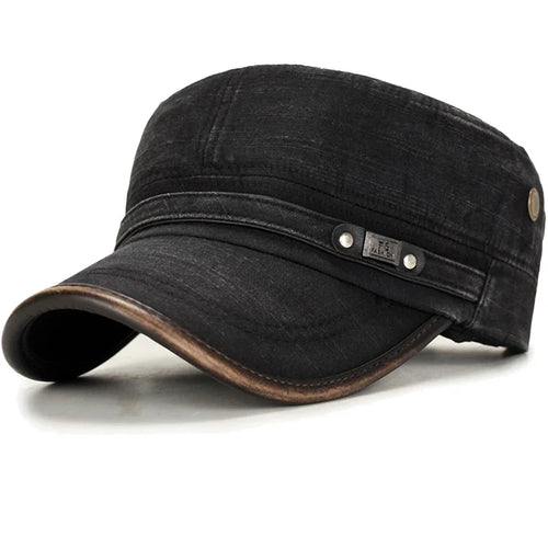 Leather Brim Washed Distressed Cotton Adjustable