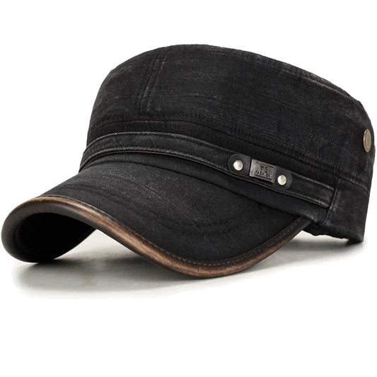 Leather Brim Washed Distressed Cotton Adjustable
