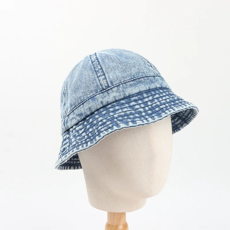 Washed Denim Bucket Hat Women Fisherman's Hat Bucket Hat