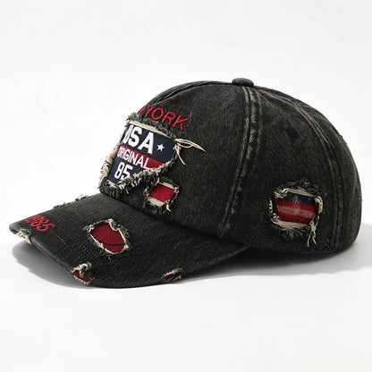 New USA Letter Embroidered Washed Distressed Baseball Cap