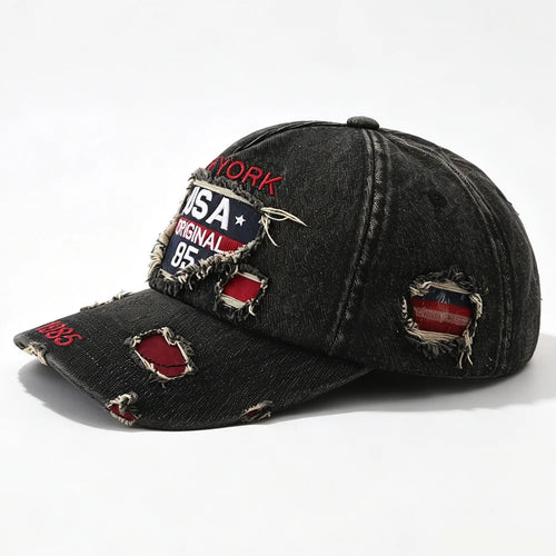 New USA Letter Embroidered Washed Distressed Baseball Cap