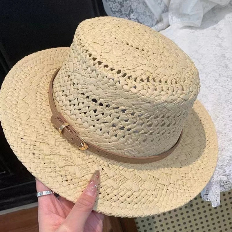 Women's Retro Flat Topped Straw Hat