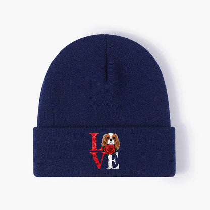 Cavalier King Charles Spaniel Rose Love Beanie Knit Winter Hat