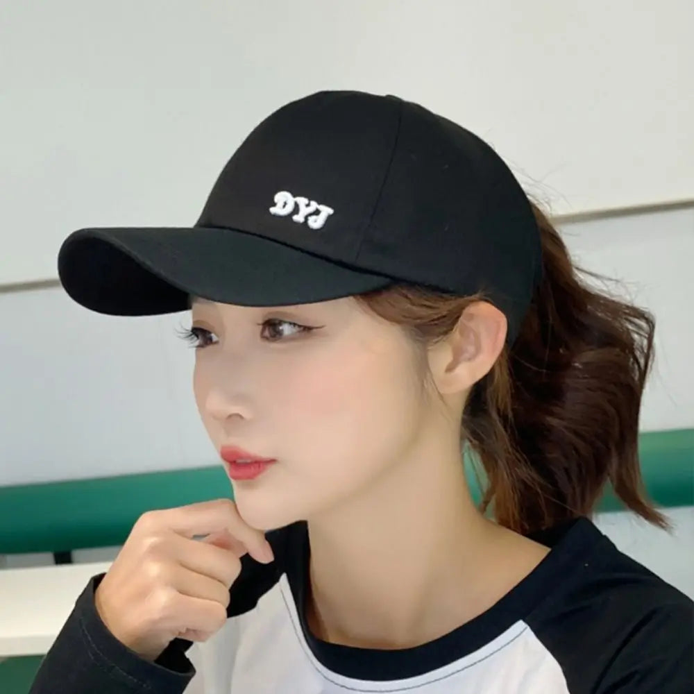 Adjustable Cotton Ponytail Hat With Ponytail Hole Baseball Caps