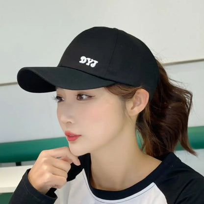 Adjustable Cotton Ponytail Hat With Ponytail Hole Baseball Caps