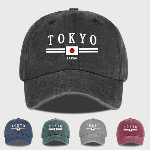 TOKYO JAPAN Printed Washed Baseball Cap Tokyo Japan Urban Style Classic Fashion Daily Commuting