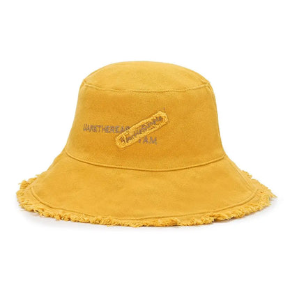 Women Outdoor Sunscreen Bucket Hat Cotton Sun Caps Fisherman Cap