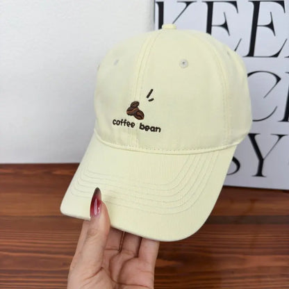Embroidered Coffee Bean Pattern Baseball Cap for Men Women Spring Summer