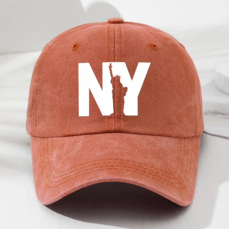 Unisex NY Goddess Print Soft Top Baseball Cap, Adjustable Outdoor Hat