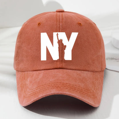 Unisex NY Goddess Print Soft Top Baseball Cap, Adjustable Outdoor Hat