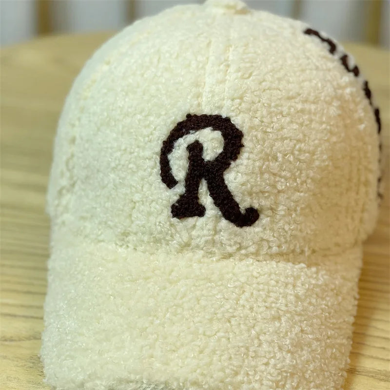 Fashion New Embroidered Letter Imitation Lamb Velvet Baseball Hat
