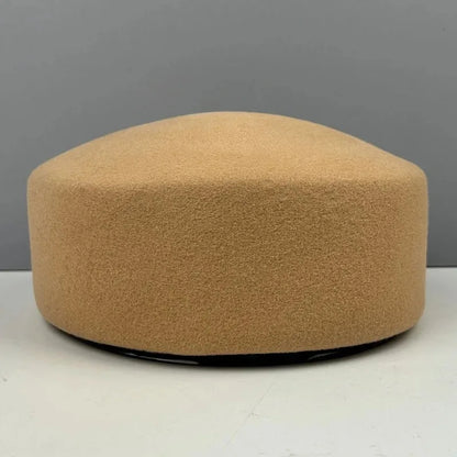 Women Wool Felt Berets Hat Vintage Hard Top Concave Top Fedoras Hats