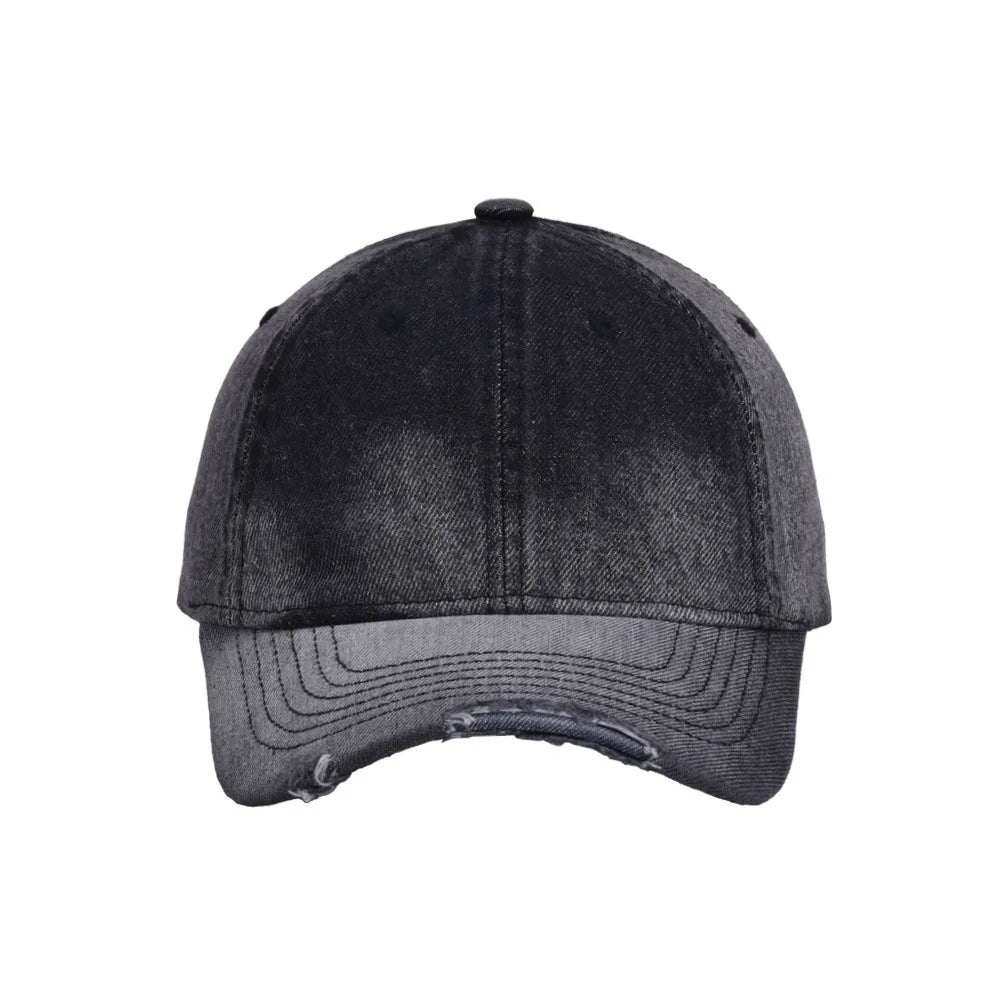 Distressed Tie-Dye Gradient Denim Baseball Cap