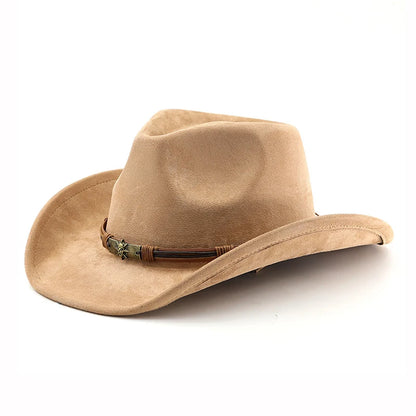 Suede Western Cowboy Hat For Men Women Vintage