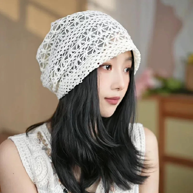 Spring And Summer New Korean Style Three-Dimensional Floral Beanie