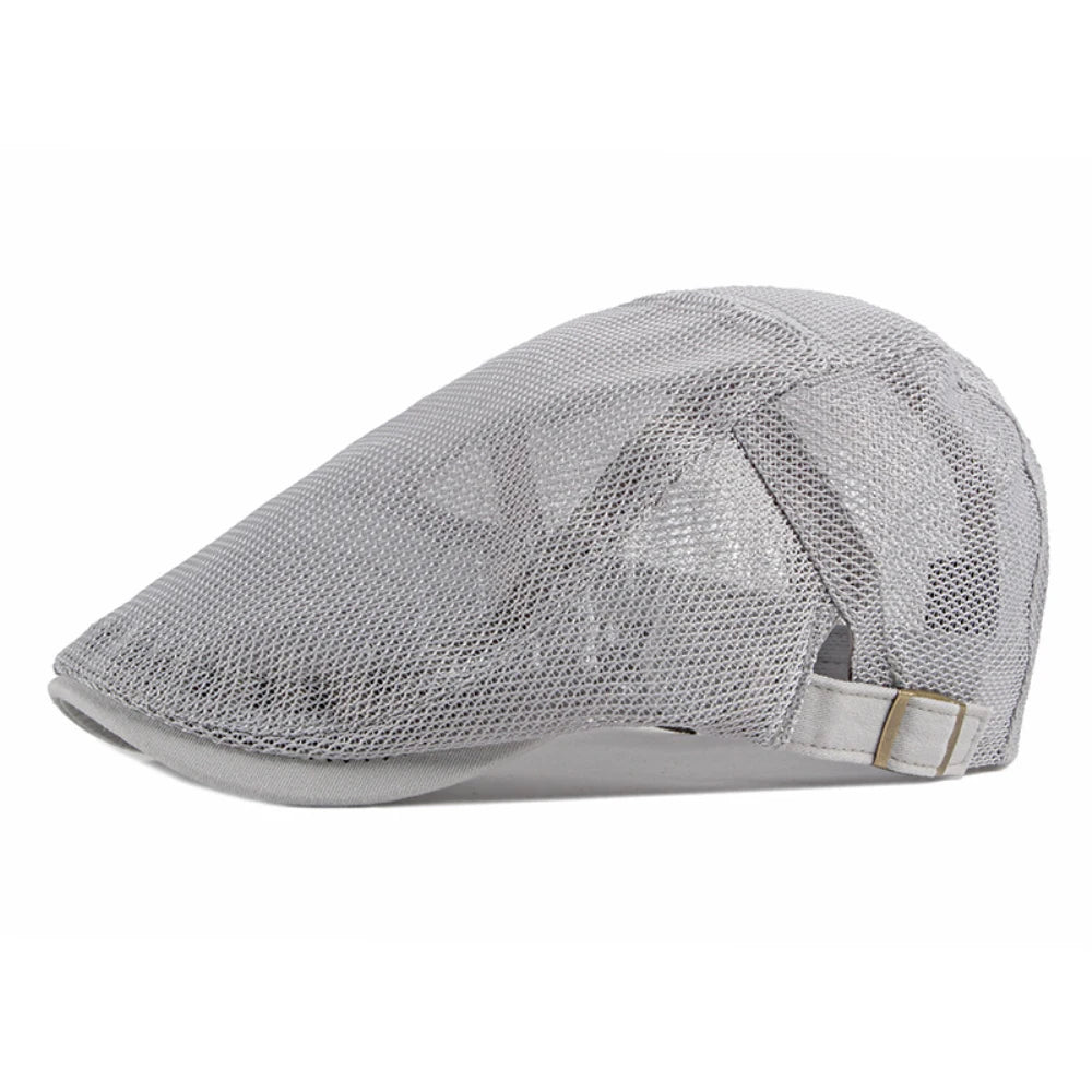 Men Women Breathable Mesh Trucker Cap Solid Plain Ivy Flat Cap Male Female Berets