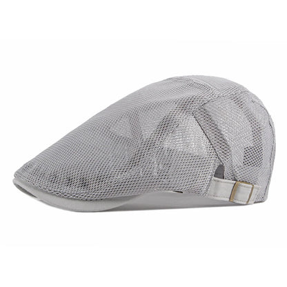 Men Women Breathable Mesh Trucker Cap Solid Plain Ivy Flat Cap Male Female Berets