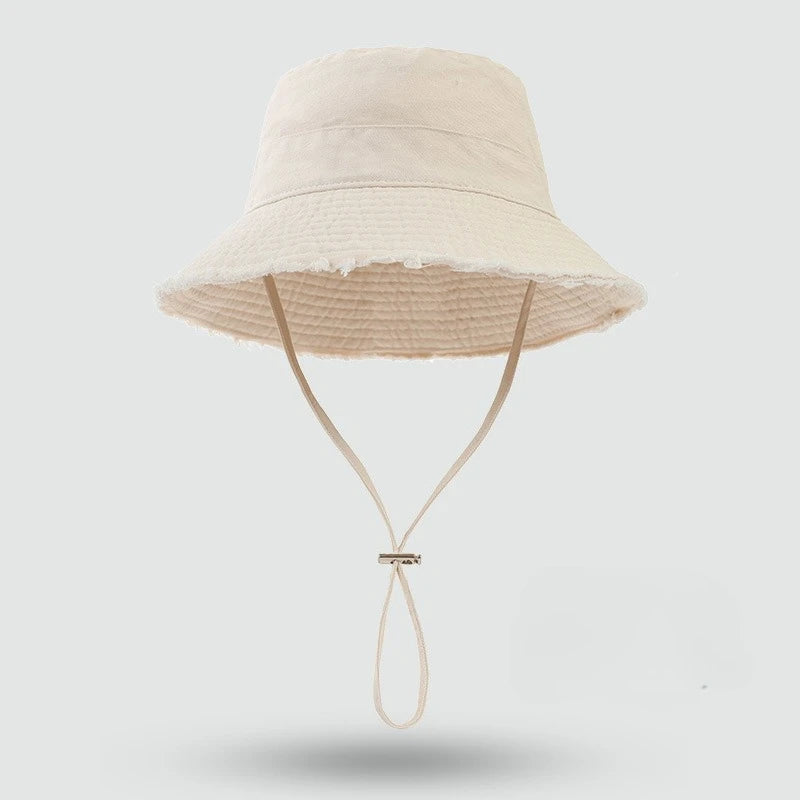 Unisex Large Brim Fringed Fisherman Hat Solid Color