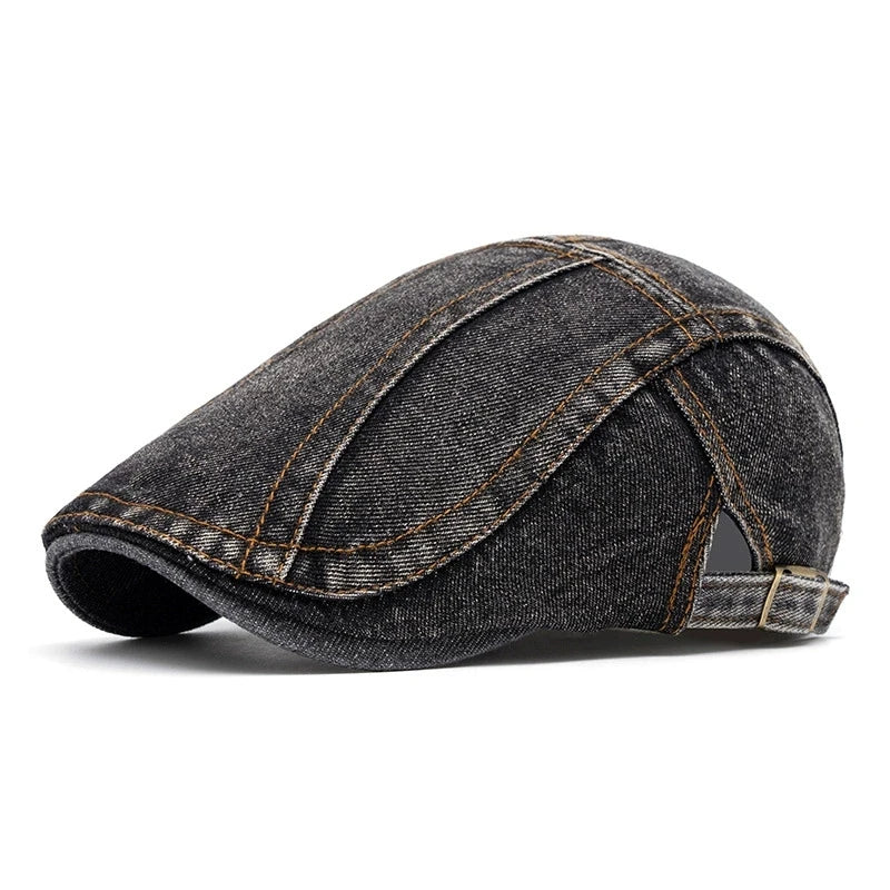 Four Seasons Retro Beret For Men And Women British Denim Peaked Cap