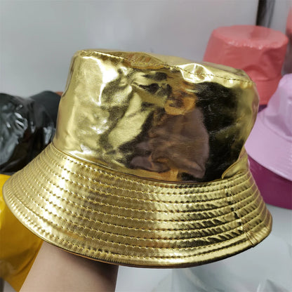 Colorful Shiny Leather Two Sided Fisherman Hat Women's and Men's