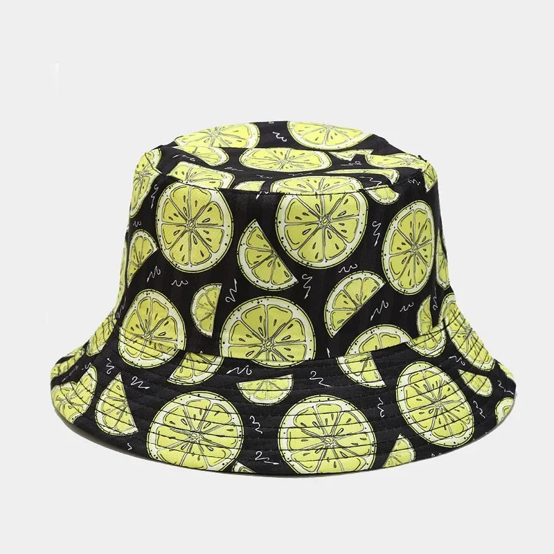 Four Seasons Cotton Fruit Pattern Print Bucket Hat