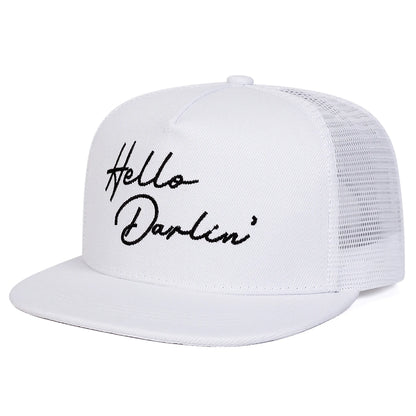 Unisex Hello Darlin Embroidery Hip Hop Net Hats Outdoor Adjustable Sports Casual Sunscreen Hat