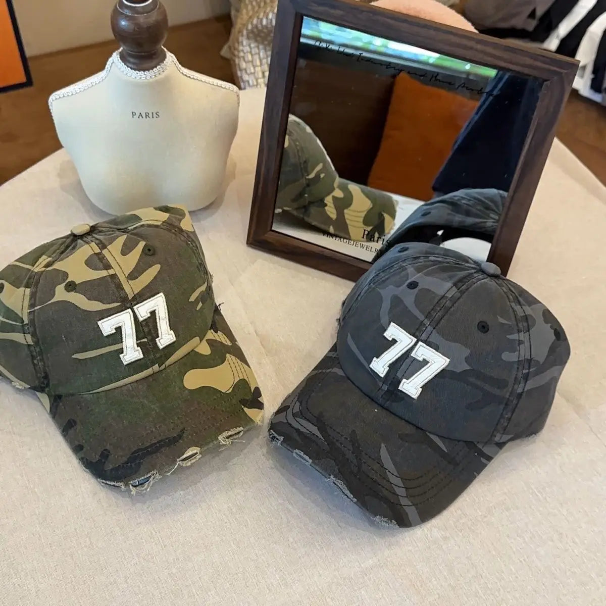 American Camouflage No. 77 Patch Letter Embroidered Baseball Cap