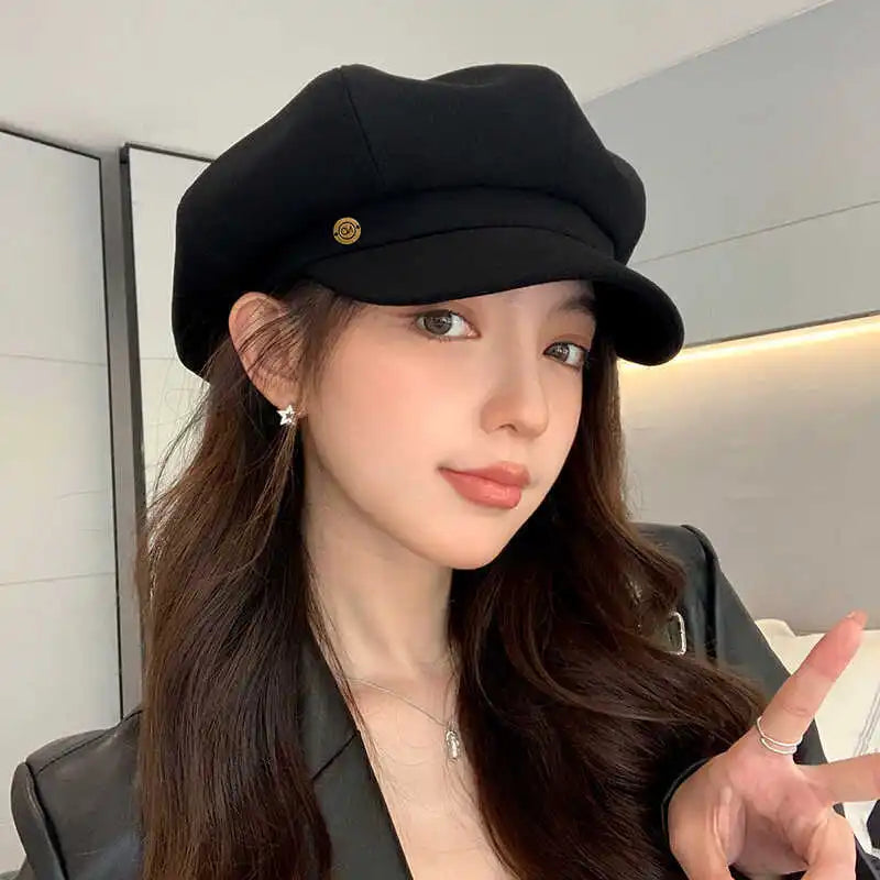 Octagonal Hat Beret Hat Y2k Korean Style