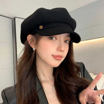 Octagonal Hat Beret Hat Y2k Korean Style