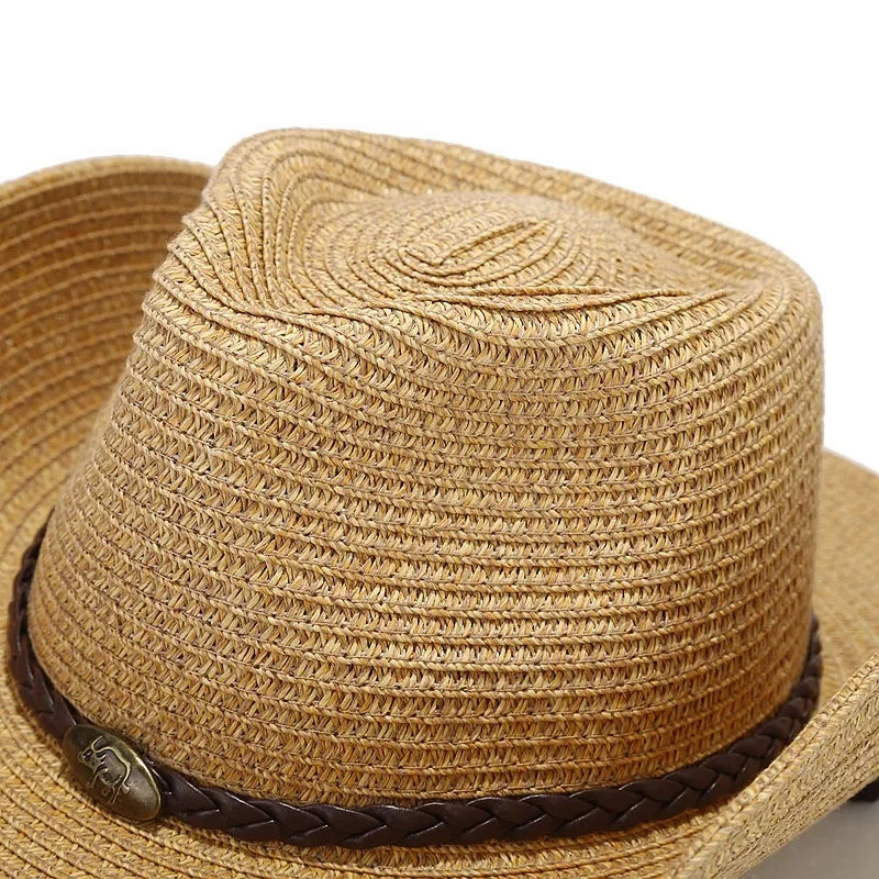 Summer UPF50+ Wide Brim Sun Hat Outdoor Western Cowboy Fisherman Cap