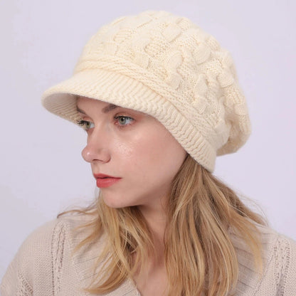 Women's Winter Cable Knit Hat Fashion Beret & Peaked Cap