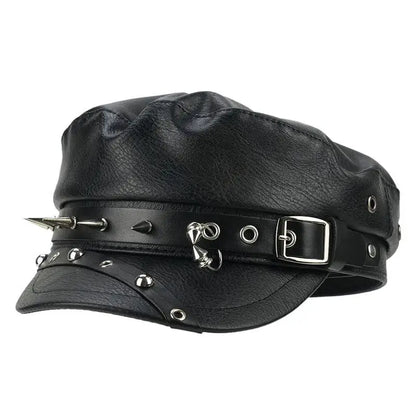 Leather Dark Face Revealing Flat Top Newsboy Caps Sunscreen Beret Cap