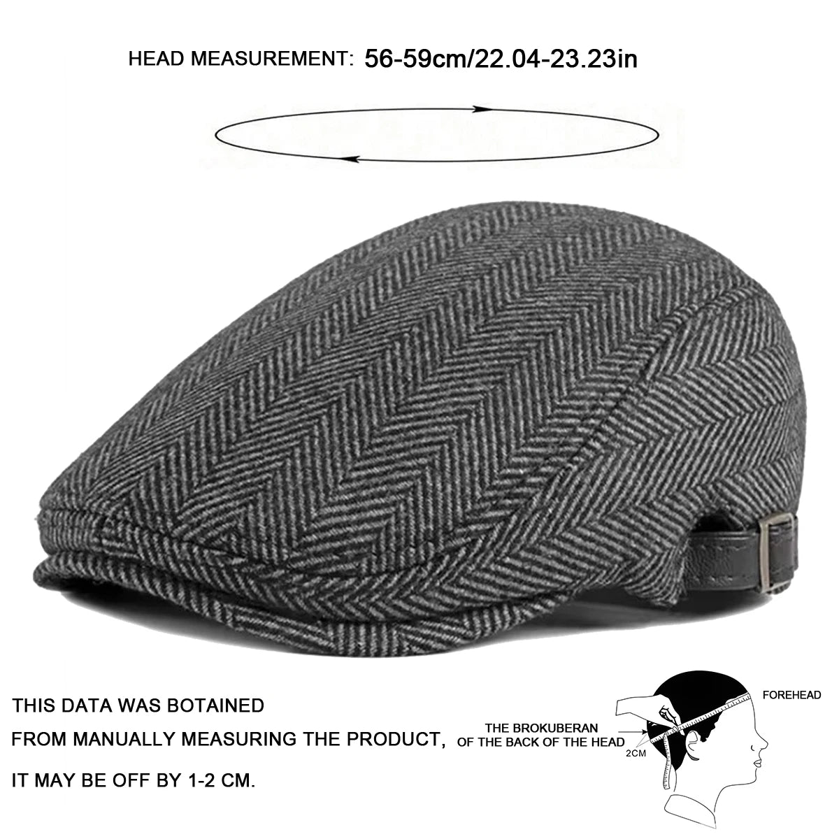 Men Retro Herringbone Grid Newsboy Caps British Painters Hats