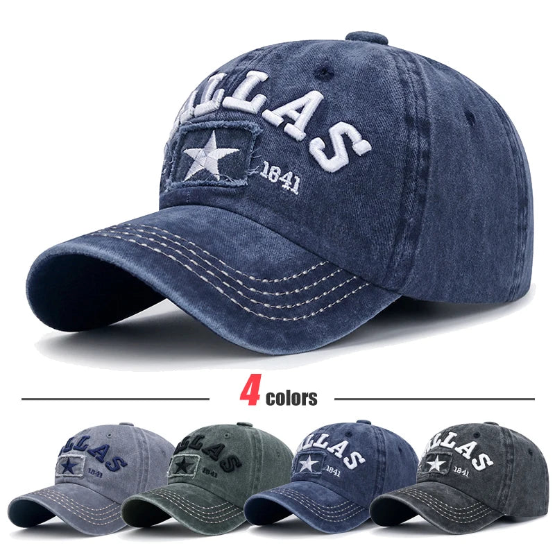 4 Colors Unisex Dallas 3D Embroidered Baseball Cap Snapback Caps