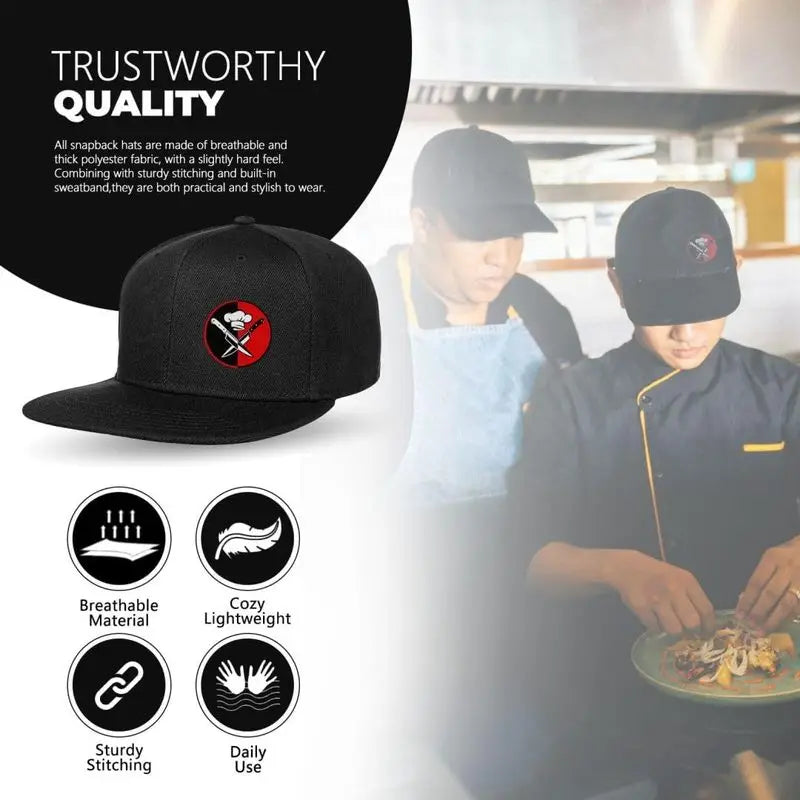 Chef Themed Men Snapback Hats Classic Black Flat Bill Hats For Men Women Hat Baseball Cap